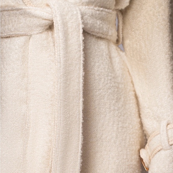 JLUXLABEL Ivory Fit For Success Elegant Cream Women's Boucle Belted Coat - Picture 9 of 10